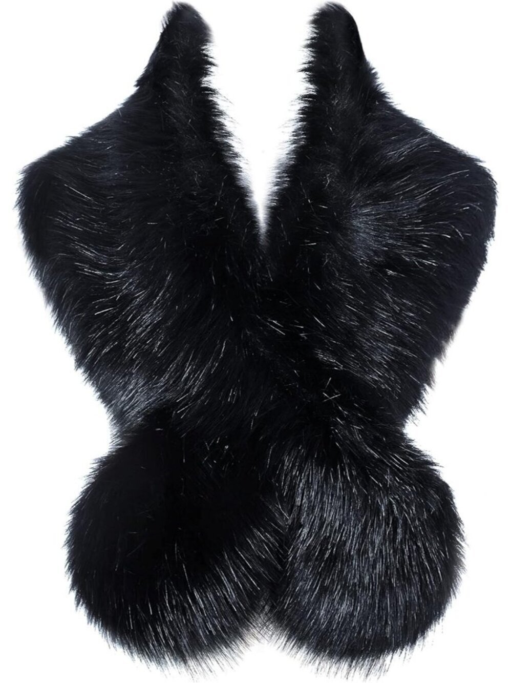 Babeyond Women's Black Faux Fur Shawl Synthetic Stylish Collar Wrap Scarf